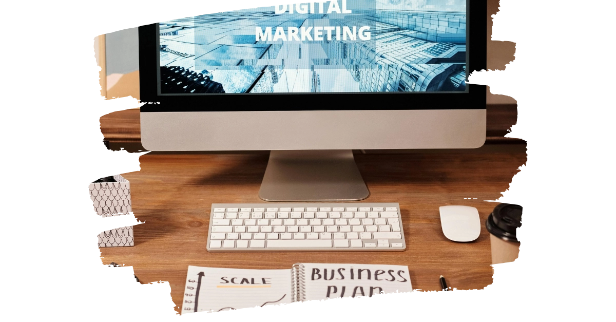 A desktop screen showing Digital and marketing with a notepad of Best freeance digital marketer